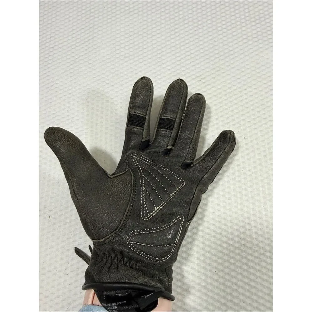 Harley-Davidson Black Lace-Up Leather Riding Gloves size S